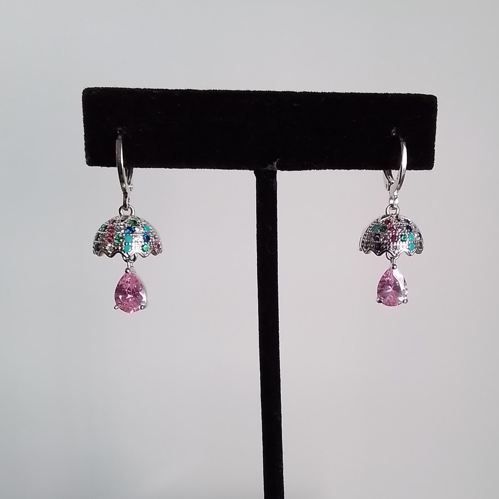 Pretty Bird Silver and Pink Gemstone Earrings - Picture 4 of 4